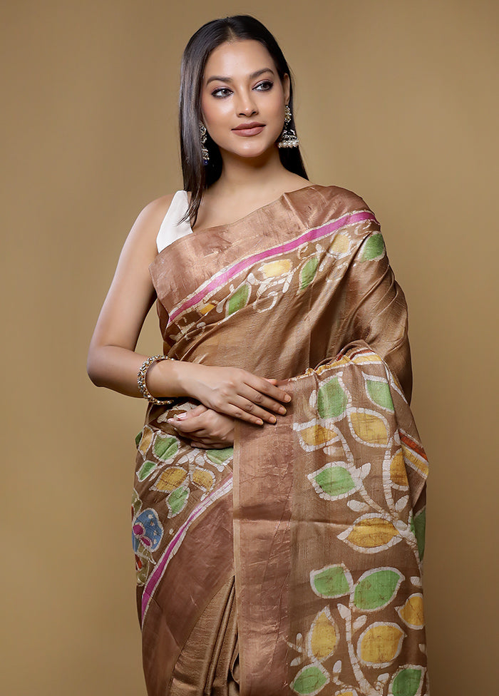 Multicolor Tussar Silk Saree With Blouse Piece