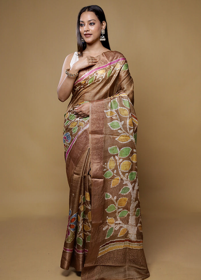 Multicolor Tussar Silk Saree With Blouse Piece