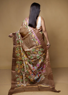 Multicolor Tussar Silk Saree With Blouse Piece