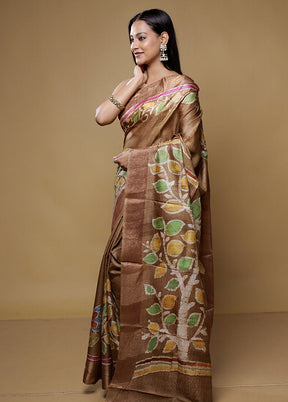 Multicolor Tussar Silk Saree With Blouse Piece