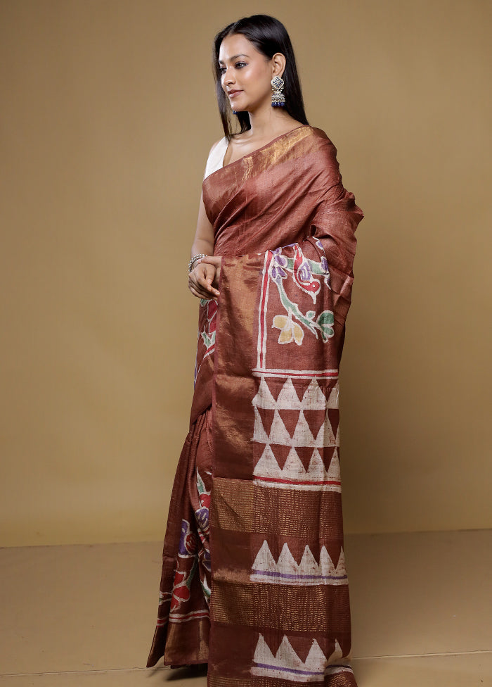 Multicolor Tussar Silk Saree With Blouse Piece