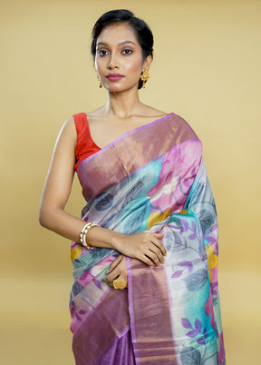 Multicolor Tussar Silk Saree With Blouse Piece