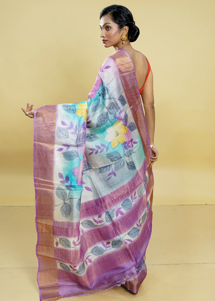 Multicolor Tussar Silk Saree With Blouse Piece