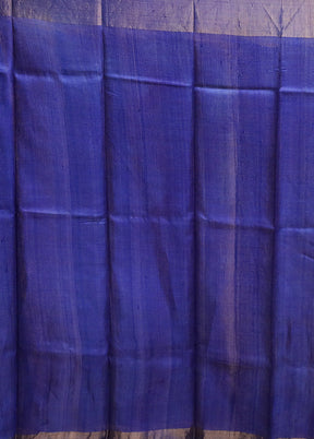 Blue Tussar Silk Saree With Blouse Piece