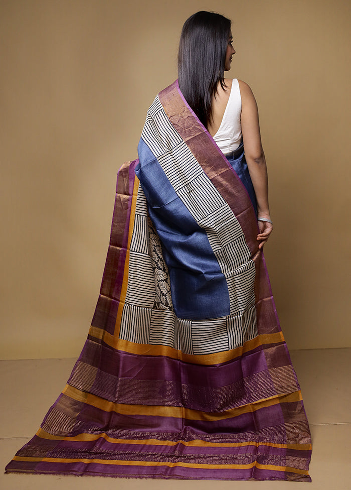 Multicolor Tussar Silk Saree With Blouse Piece