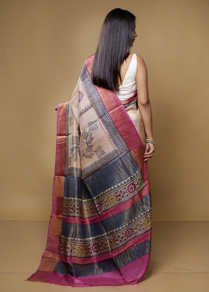 Multicolor Tussar Silk Saree With Blouse Piece