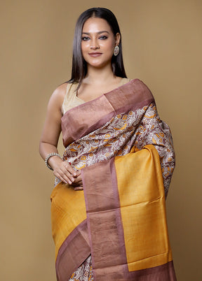 Multicolor Tussar Silk Saree With Blouse Piece