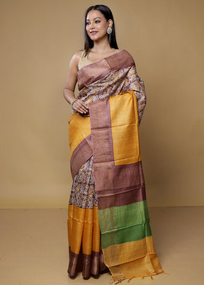 Multicolor Tussar Silk Saree With Blouse Piece