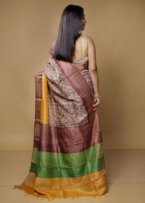 Multicolor Tussar Silk Saree With Blouse Piece