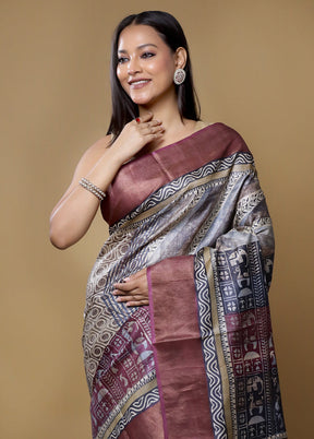 Multicolor Tussar Silk Saree With Blouse Piece