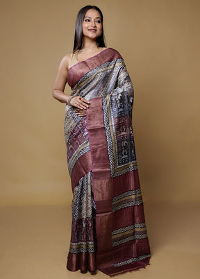 Multicolor Tussar Silk Saree With Blouse Piece