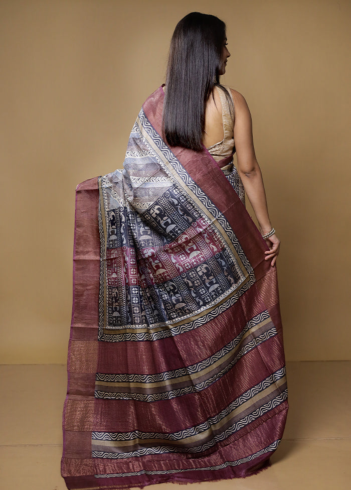 Multicolor Tussar Silk Saree With Blouse Piece