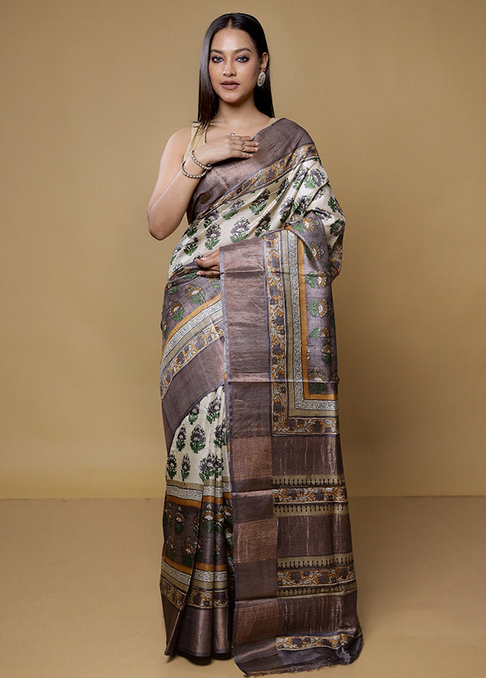 Multicolor Tussar Silk Saree With Blouse Piece