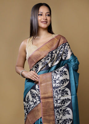 Multicolor Tussar Silk Saree With Blouse Piece