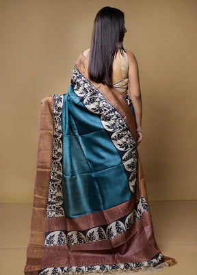 Multicolor Tussar Silk Saree With Blouse Piece