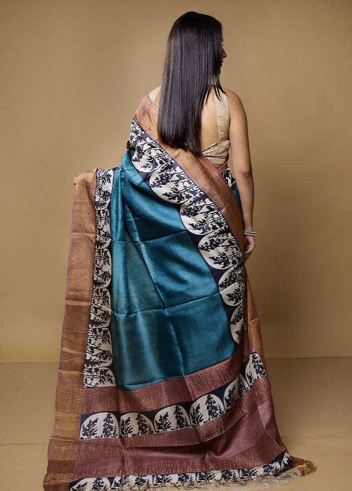 Multicolor Tussar Silk Saree With Blouse Piece