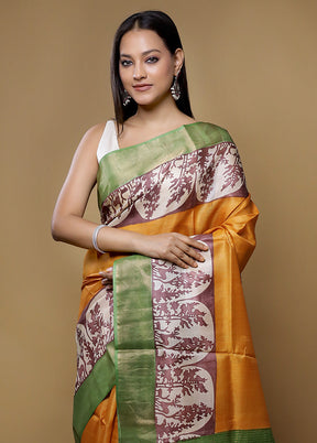 Multicolor Tussar Silk Saree With Blouse Piece