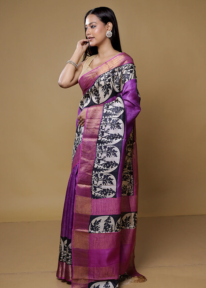 Multicolor Tussar Silk Saree With Blouse Piece