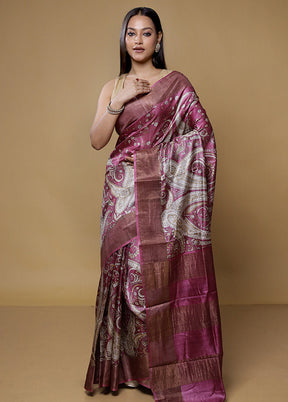 Multicolor Tussar Silk Saree With Blouse Piece