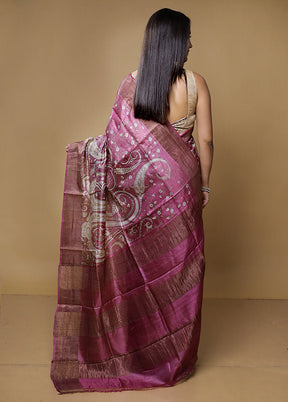 Multicolor Tussar Silk Saree With Blouse Piece