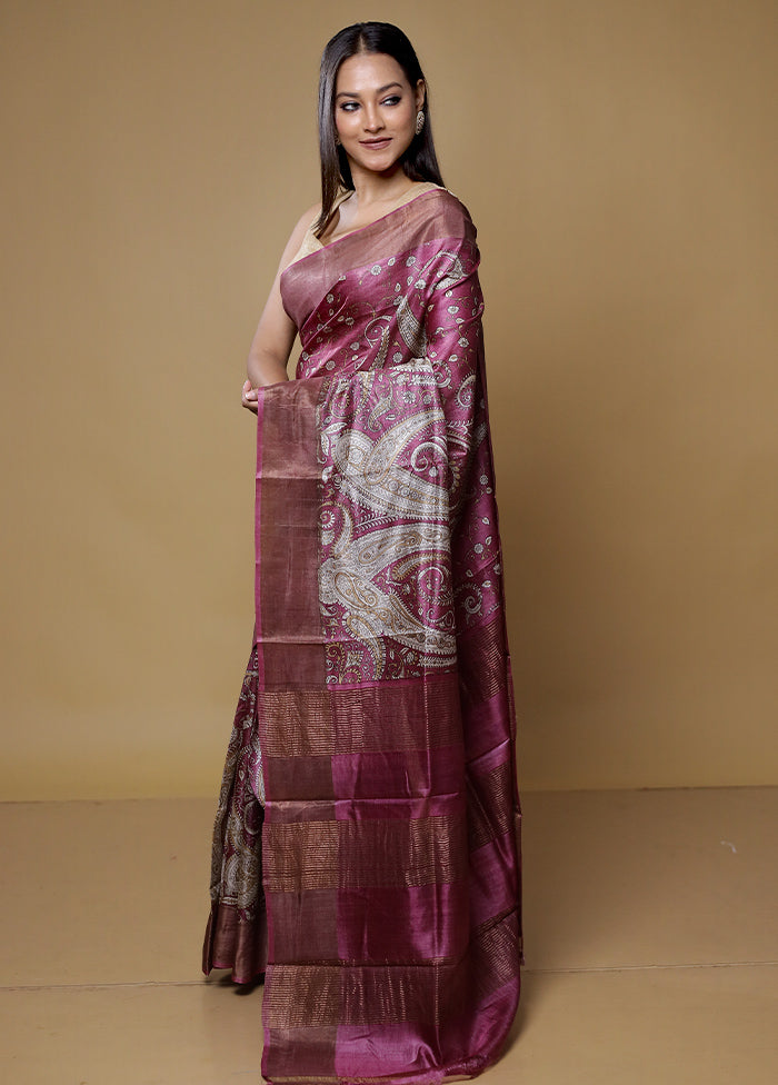 Multicolor Tussar Silk Saree With Blouse Piece