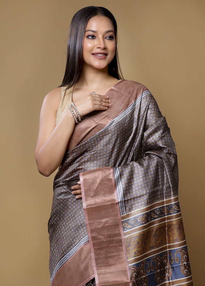 Multicolor Tussar Silk Saree With Blouse Piece