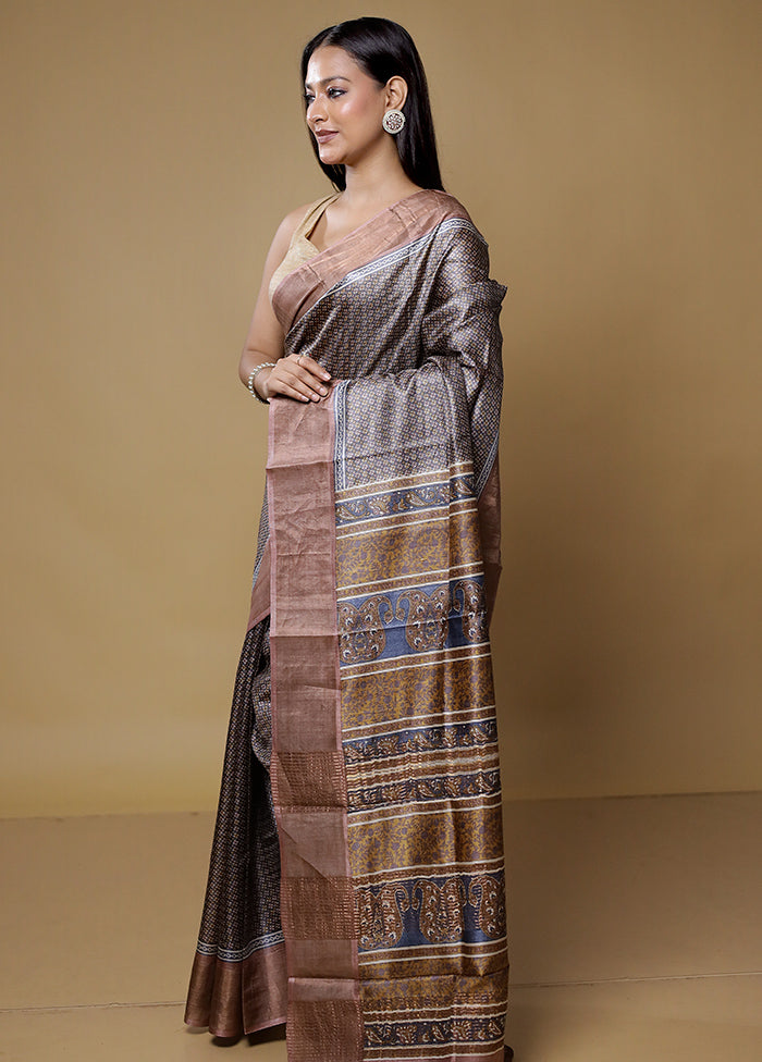 Multicolor Tussar Silk Saree With Blouse Piece