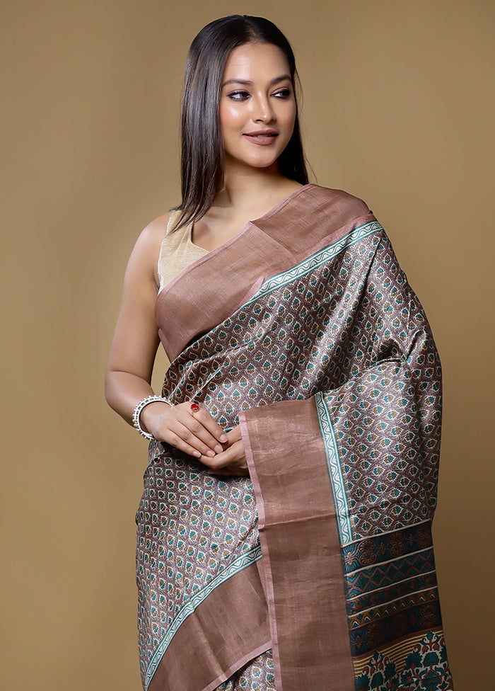 Multicolor Tussar Silk Saree With Blouse Piece