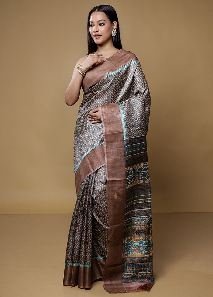 Multicolor Tussar Silk Saree With Blouse Piece