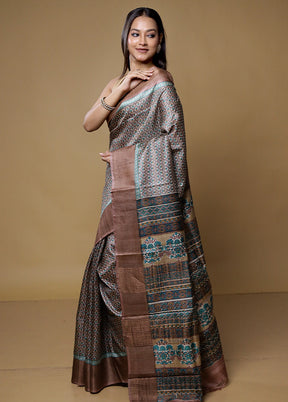 Multicolor Tussar Silk Saree With Blouse Piece