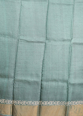 Green Tussar Silk Saree With Blouse Piece