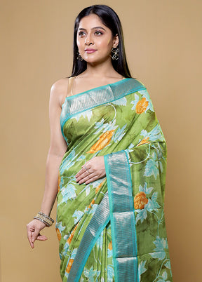 Green Tussar Silk Saree With Blouse Piece