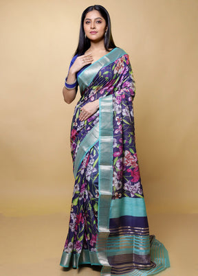 Purple Tussar Silk Saree With Blouse Piece