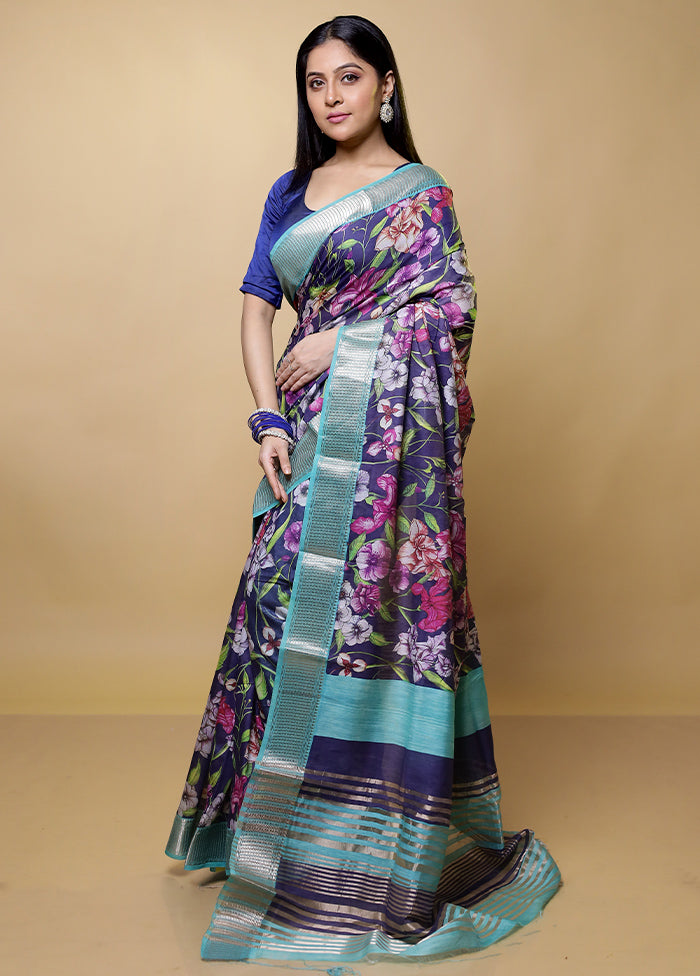 Purple Tussar Silk Saree With Blouse Piece