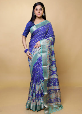 Purple Tussar Silk Saree With Blouse Piece