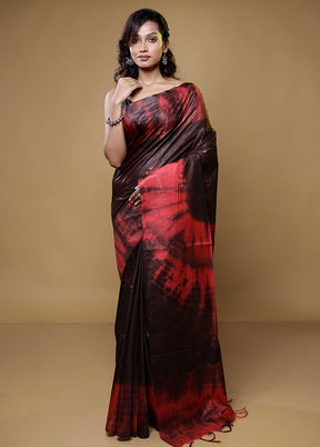 Brown Tussar Silk Saree With Blouse Piece