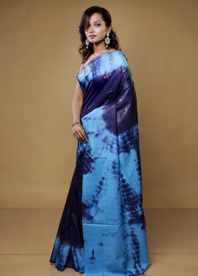 Blue Tussar Silk Saree With Blouse Piece