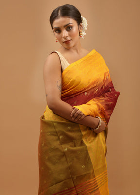 Maroon Cotton Saree With Blouse Piece