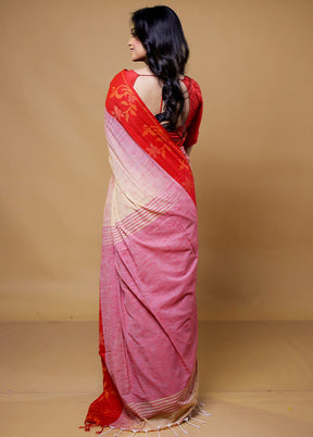 Cream Cotton Saree With Blouse Piece