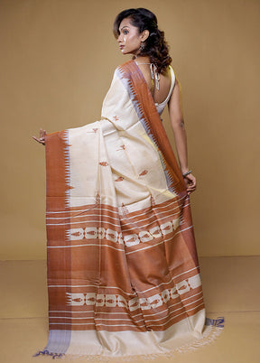 Multicolor Handloom Tussar Pure Silk Saree With Blouse Piece