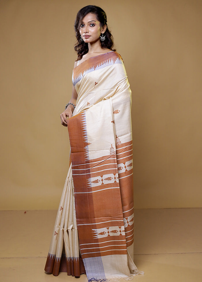 Multicolor Handloom Tussar Pure Silk Saree With Blouse Piece