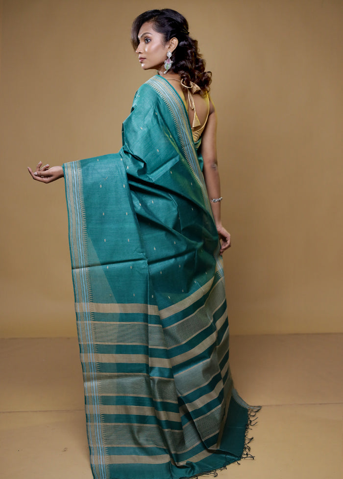 Brown Tussar Silk Saree With Blouse Piece