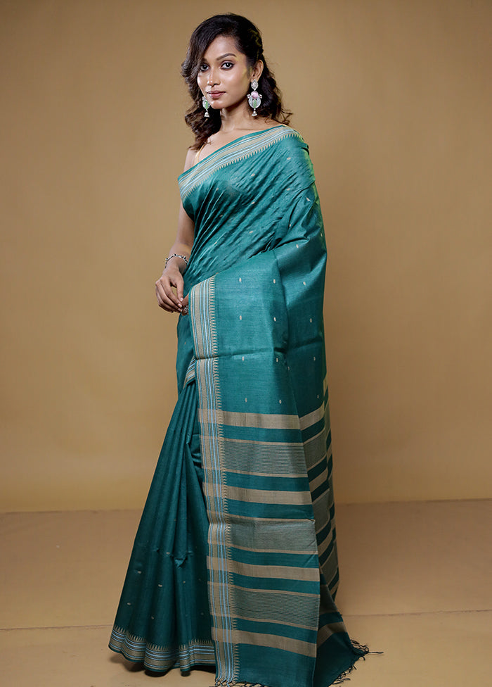 Brown Tussar Silk Saree With Blouse Piece