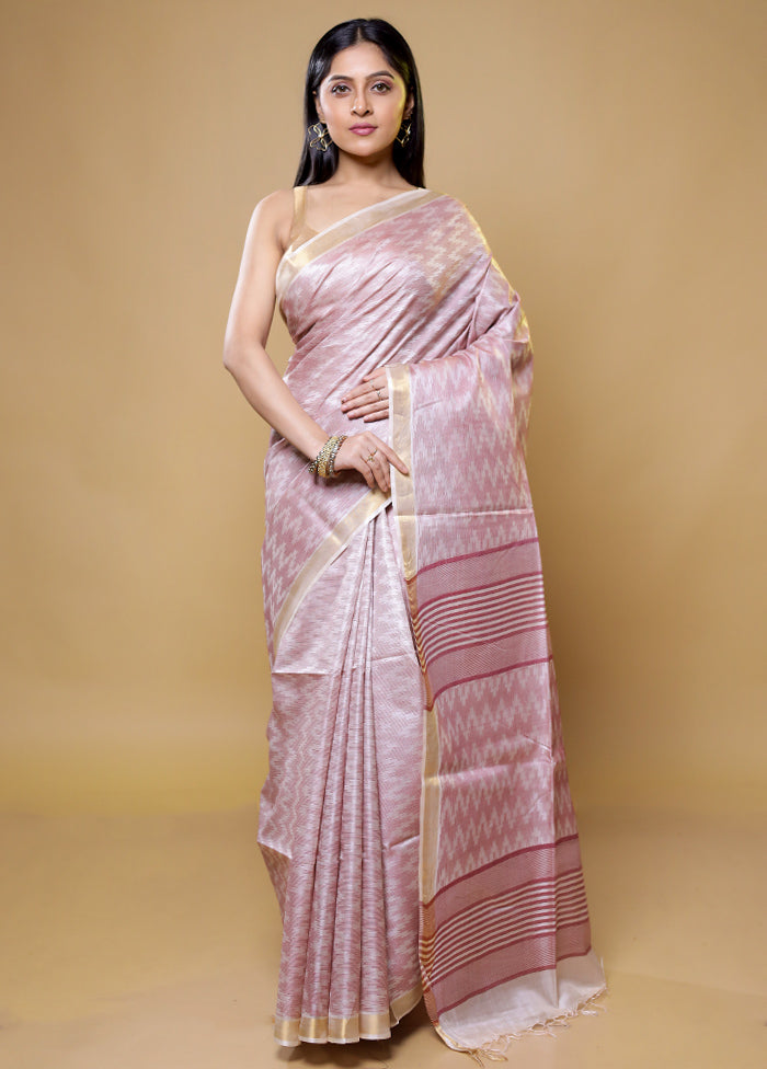 Cream Tussar Silk Saree With Blouse Piece