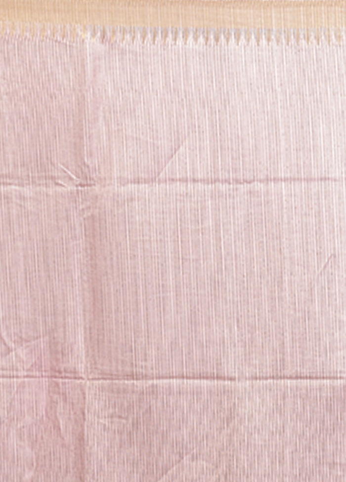 Cream Handloom Tussar Pure Silk Saree With Blouse Piece