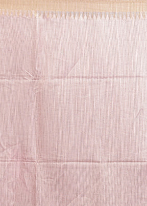 Cream Handloom Tussar Pure Silk Saree With Blouse Piece