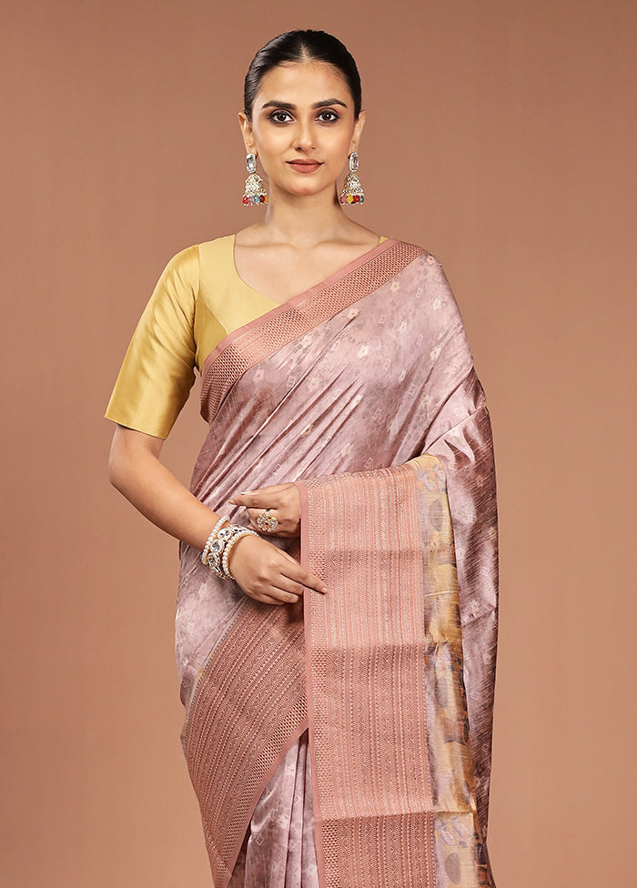 Pink Dupion Silk Saree With Blouse Piece