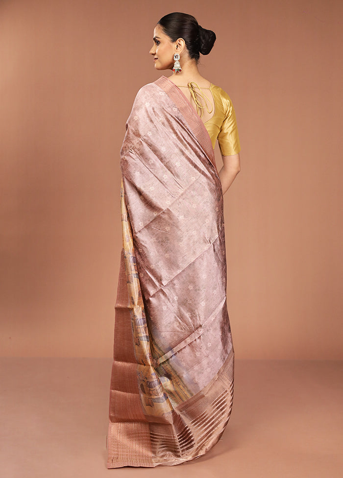 Pink Dupion Silk Saree With Blouse Piece