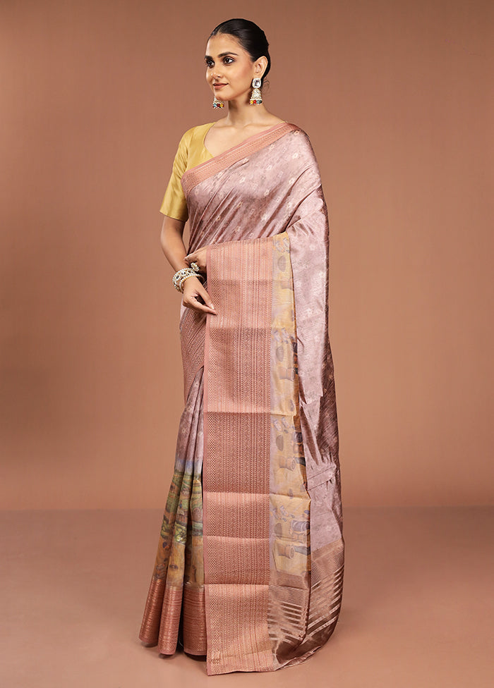 Pink Dupion Silk Saree With Blouse Piece