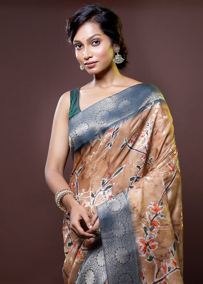 Cream Dupion Silk Saree With Blouse Piece